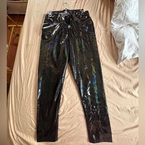 Black Oil Slick Holographic Vinyl Pants